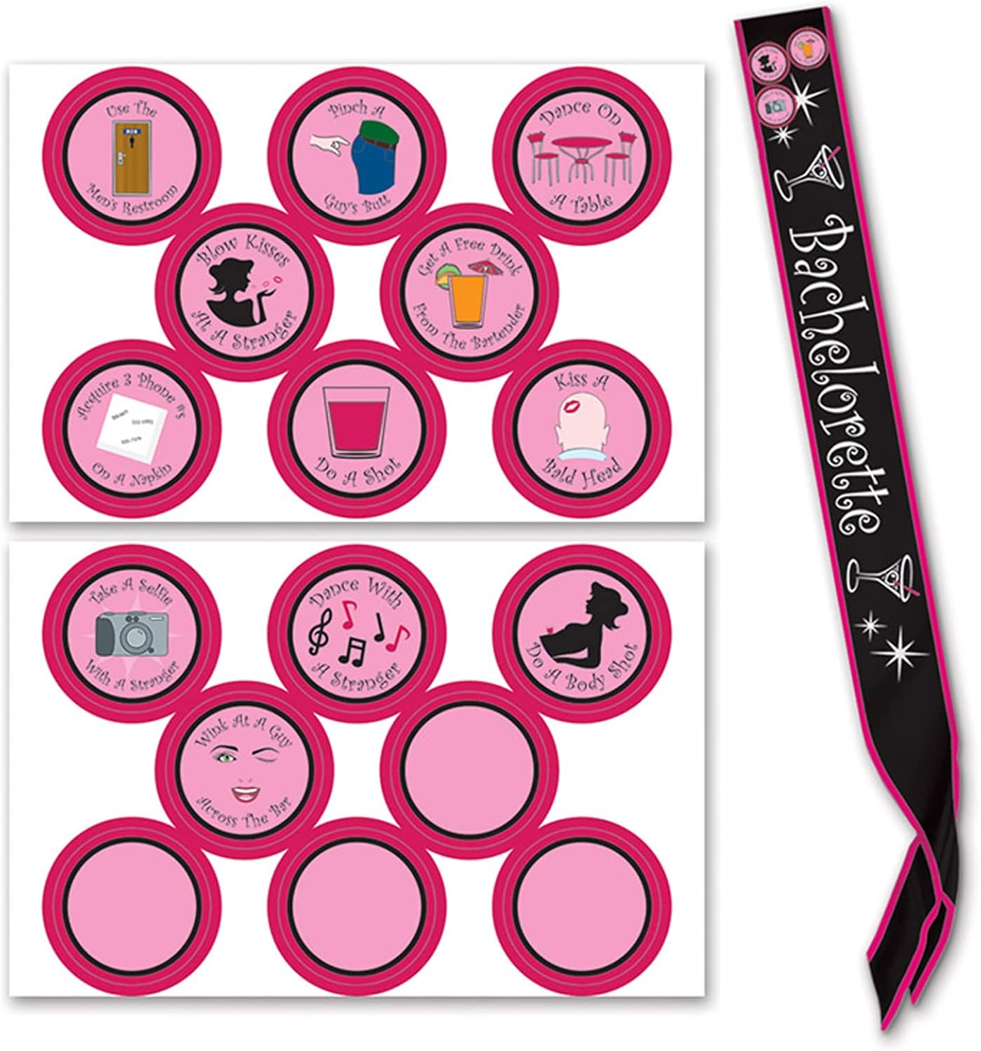 Beistle Bachelorette Satin Sash with Badges, 33 by 4-Inch, Multicolor