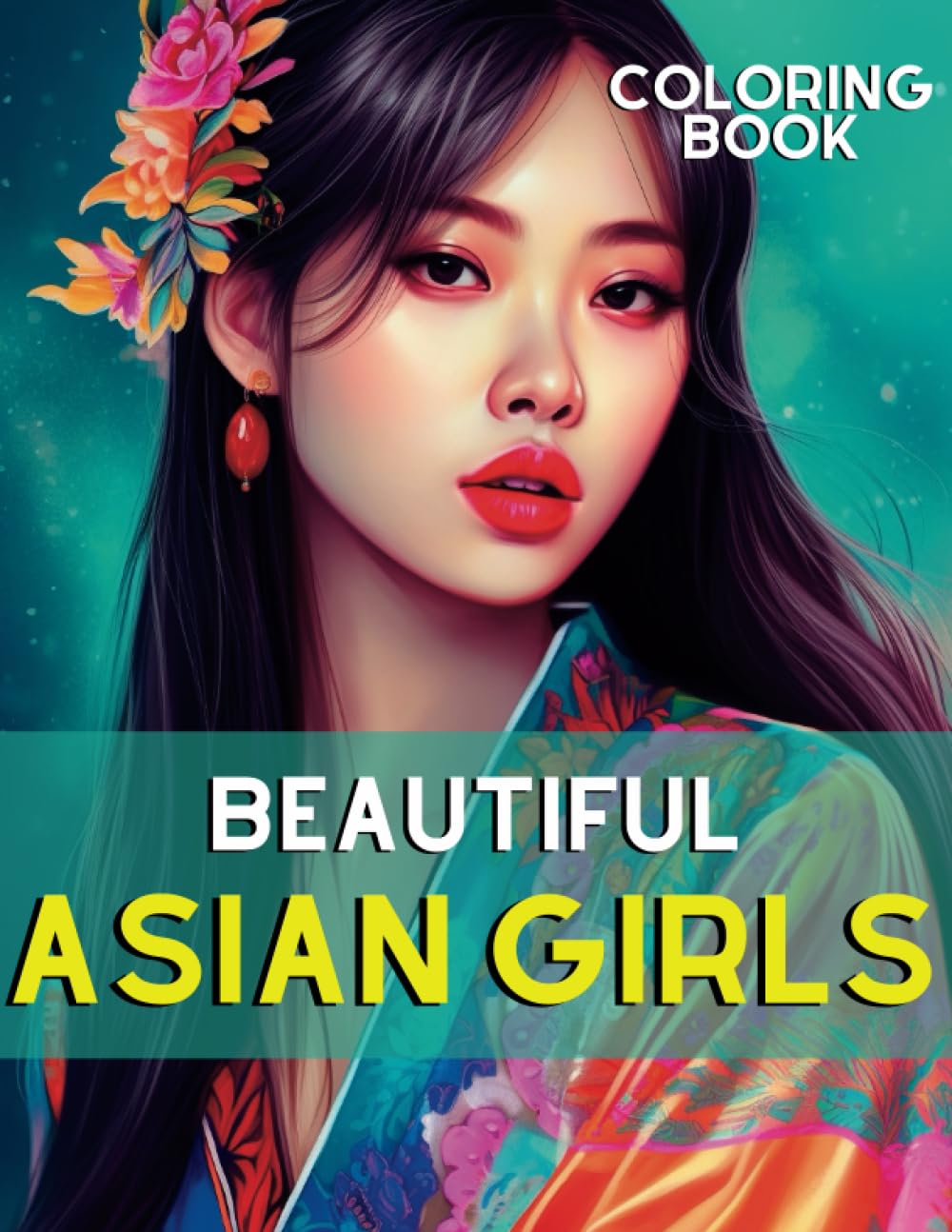 Asian Girls: Greyscale Coloring Book -Discover the Elegance and Beauty of Asian Women