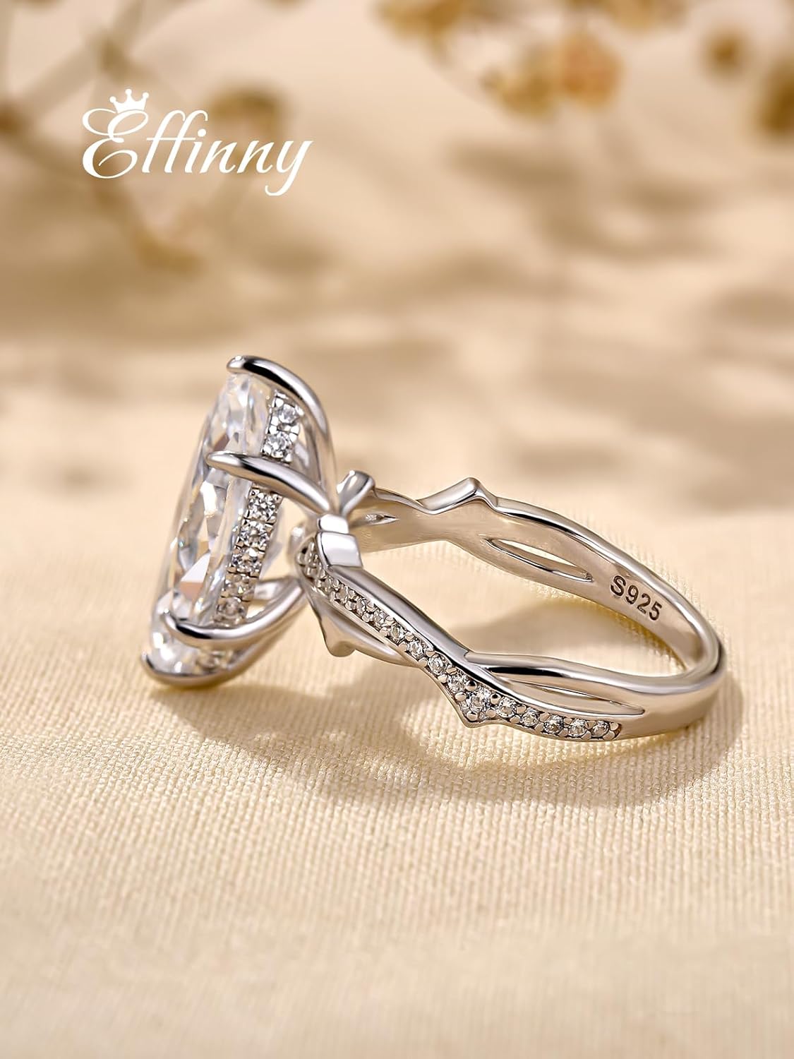 3ct Elongated Marquise Cut Engagement Ring,Twisted 925 Sterling Silver Promise Ring for Wedding,Daily,Travel - Image 6