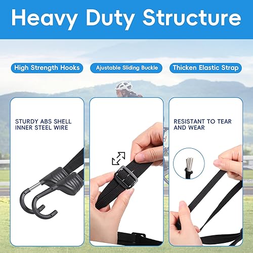 Miniatura 4 de 4 correas de equipaje para motocicleta, 3 correas elásticas de bloqueo para casco de motocicleta y 1 red de carga para motocicleta, cuerdas