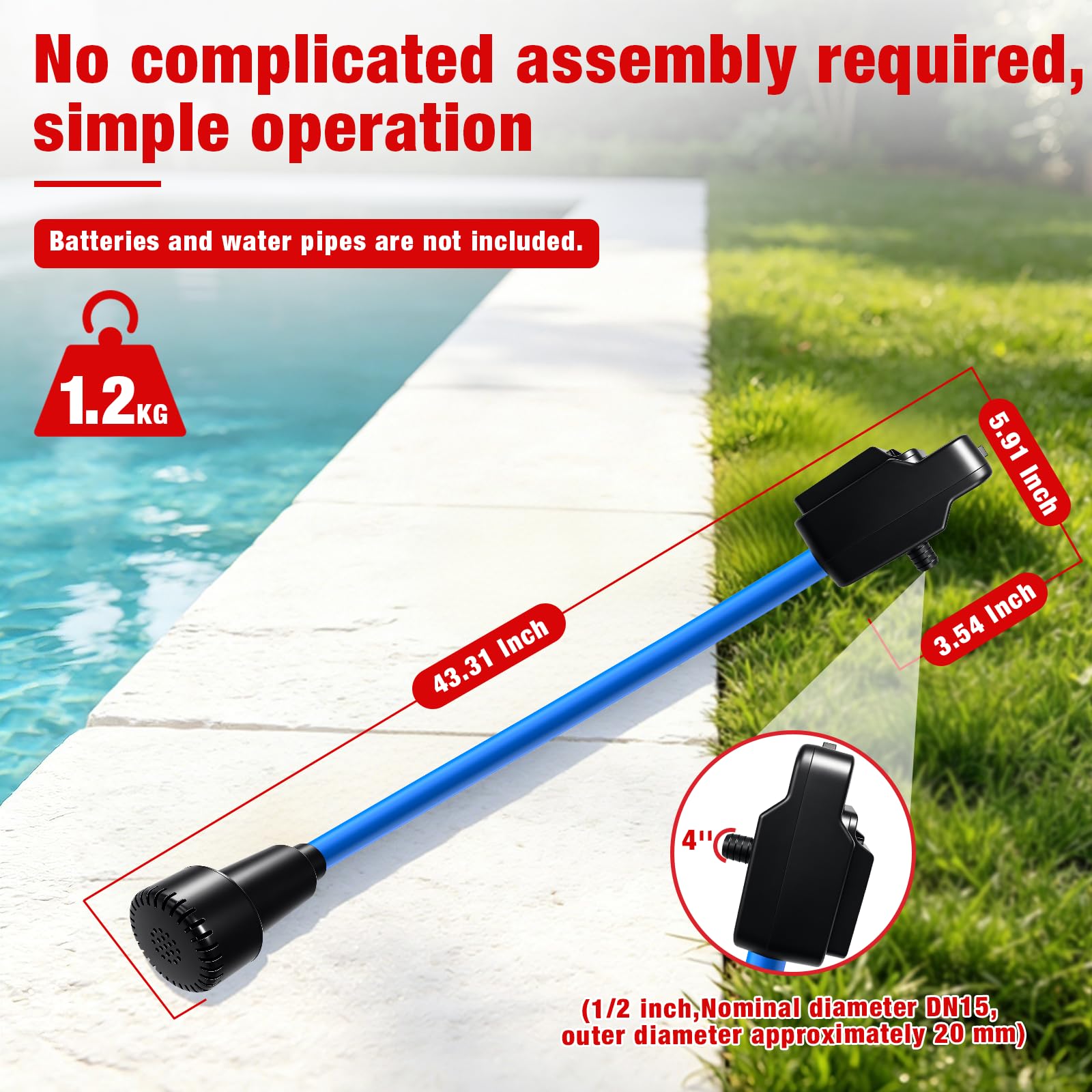 Wasserpumpe 85W für Milwaukee M18 18V Akku, 1400L/H, 4,5m Förderhöhe | Pumpe für Milwaukee M18 Akkus,Förderhöhe. 1/2" (DN15) Anschluss. Leicht, tragbar vielseitig für Garten, Pool & Regenwasser