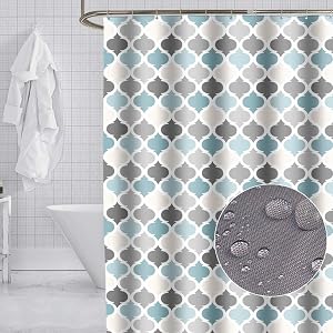 Shower Curtain 78 x 78Inch Waterproof Thick Polyester Fabric Bathroom Shower Curtain for Home Hotel Decor Geometric Long Washable Bathtub Bath Curtain Sets with Hooks, Weighted Hem