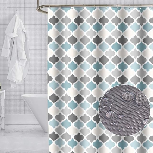 Shower Curtain 78 x 78Inch Waterproof Thick Polyester Fabric Bathroom Shower Curtain for Home Hotel Decor Geometric Long Washable Bathtub Bath Curtain Sets with Hooks, Weighted Hem