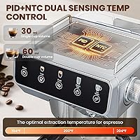 Vista 4 de Expresso - Cafeteras con pantalla táctil de 20 bares, máquina de espresso profesional con espumador de leche y agua caliente, cafetera de acero