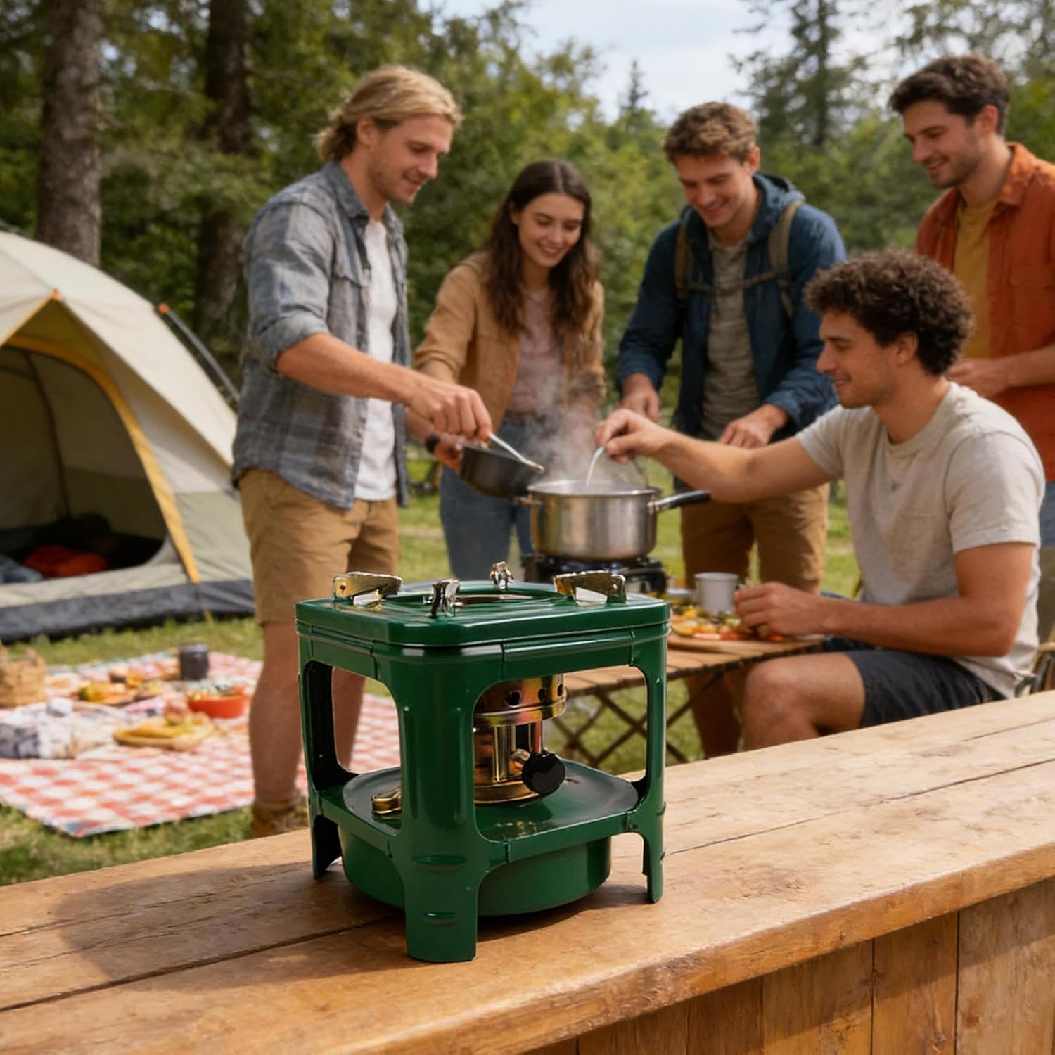 Portable Camping Stove, Fast Heating Grill, 8.1 Inches Outdoor Heater with Sturdy Design, Picnic Cooking Accessory, Backpacking Gadget with Easy Setup, Hiking Kitchen Accessories for Campfire Travel