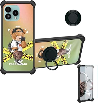 Aroepurt Case Compatible for Coolpad Cp12s Phone Case Cover [with Tempered Glass Screen Protector][Hard PC + Soft Silicone][Ring Support] [Golden Reflect Light] DJH-PZX