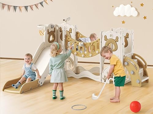 Miniatura 9 de Tobogán para Niños Pequeños, Conjunto de Juegos 11 en 1 para Niños Pequeños Nueva Actualización con Tobogán para Niños, Pizarra de Dibujo, Set de