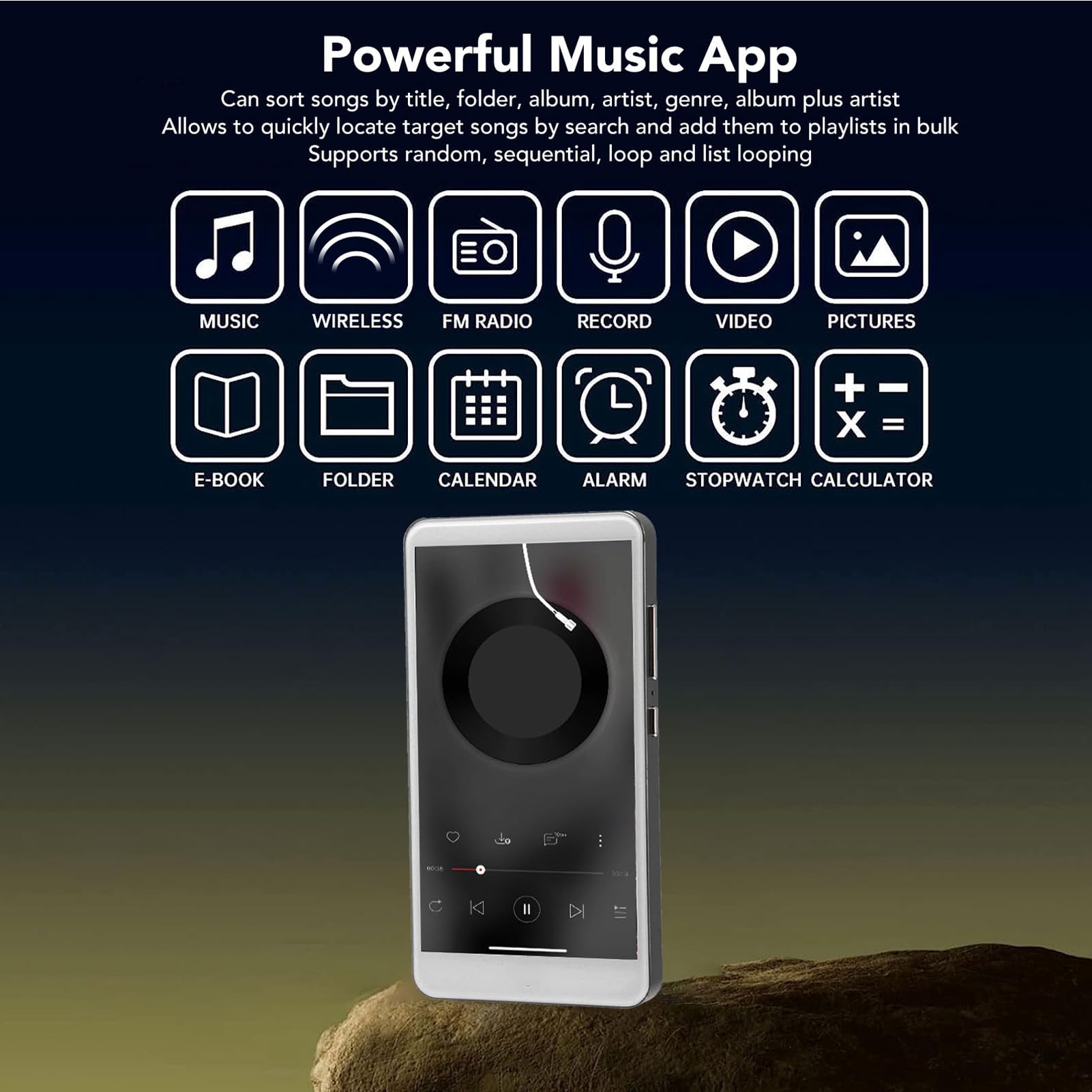 Generic Reproductor MP4 Portátil Reproductor de Música de Alta Definición de 5,0 Pulgadas con Bluetooth y WiFi para Viajes y Deportes (Purple)