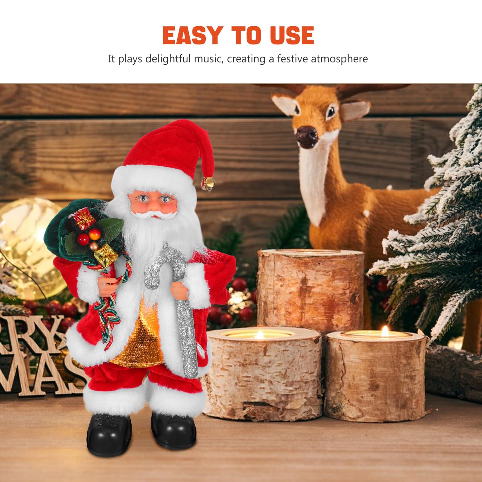 GALPADA Juguete de Papá Noel Eléctrico con Música y Movimiento Muñeco de Navidad Decorativo para Regalos de Fiesta y Adornos Navideños Casa