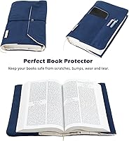 Vista 2 de Fundas de libro de lona, protector de libro lavable, funda de libro para novelas de tapa blanda, funda de libro ajustable para libros de tapa dura