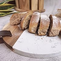 Vista 3 de Resafy Tabla de cortar de mármol de madera de acacia, placa de charcutería, tabla de cortar con bloque de carnicero, para servir queso, adecuada