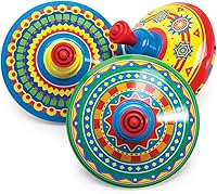Schylling Mini Tin Tops - Classic Wind-Up Spinning Top with Humming Sound, Plastic Handle & Retro Fun, Assorted Colors