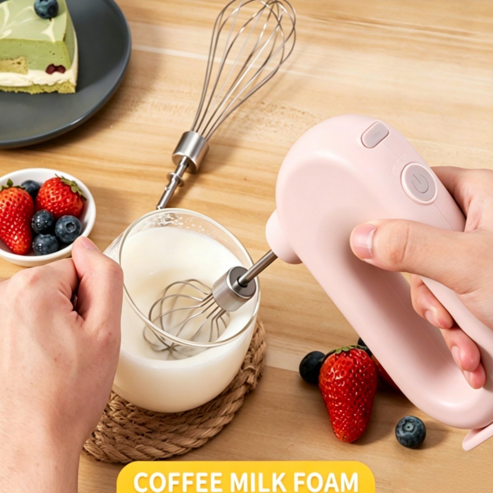 Cordless Hand Mixer - Pink Mini Egg Beater -7