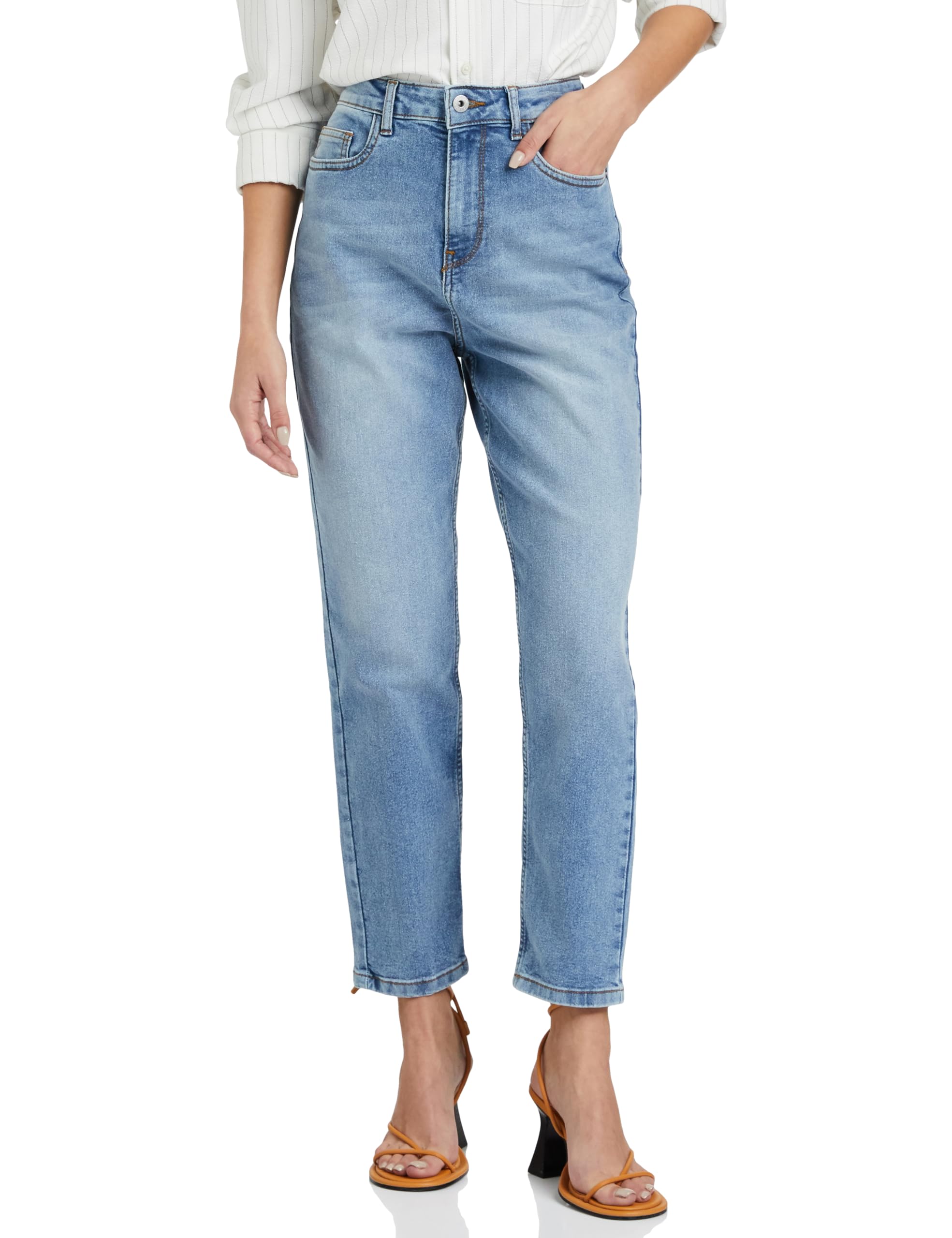 Women's High Waist Mom Fit Jeans | Ankle Length