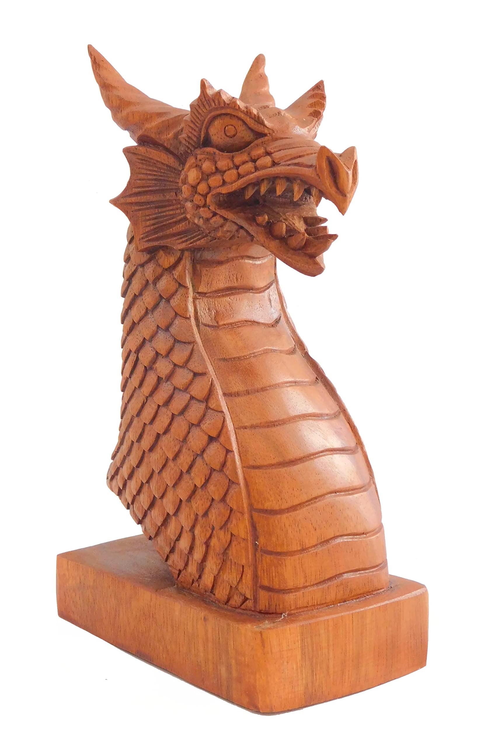 Brave Wings [Varies] Hand Carved Wooden Dragon ~ Dragon Bust 24Cm High ~ Ooak Ornament Sculpture Figurine Statue Unique Table Decoration Home Decor Gift For Christmas And Birthdays ~ 4586