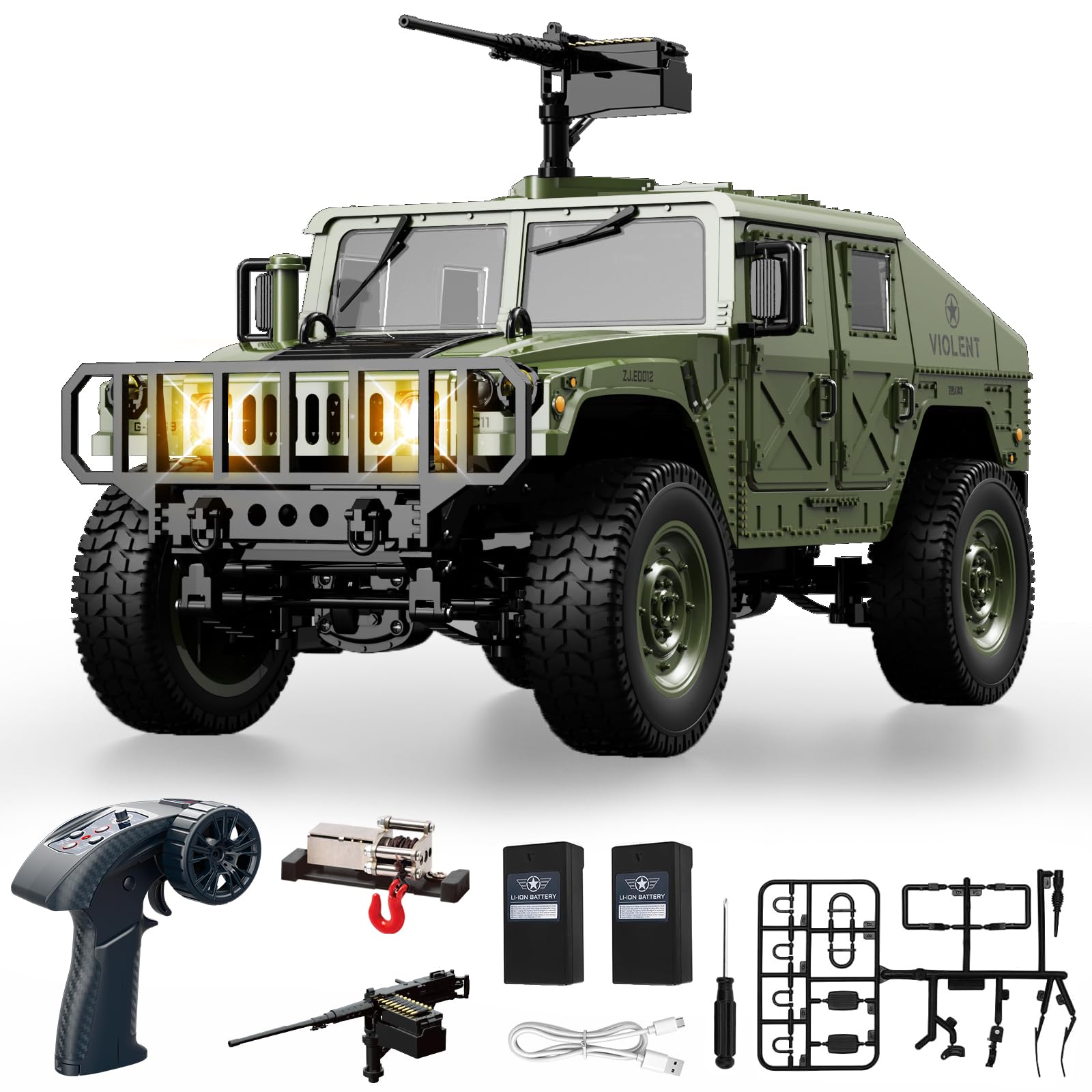 1:16 RC Military Car Remote Control Truck 4WD Off Road for Kids Adults