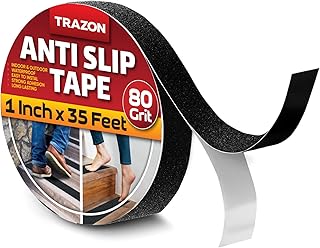 Grip Tape - Heavy Duty Non-Slip Tape for Stairs, Outdoor/Indoor, Waterproof, 2.5cm x 1.9m, Safety Non-Slip Roll for Stair Treads, Traction Treads, Stair Handles, Self Adhesive, Non-Slip Strips, Black