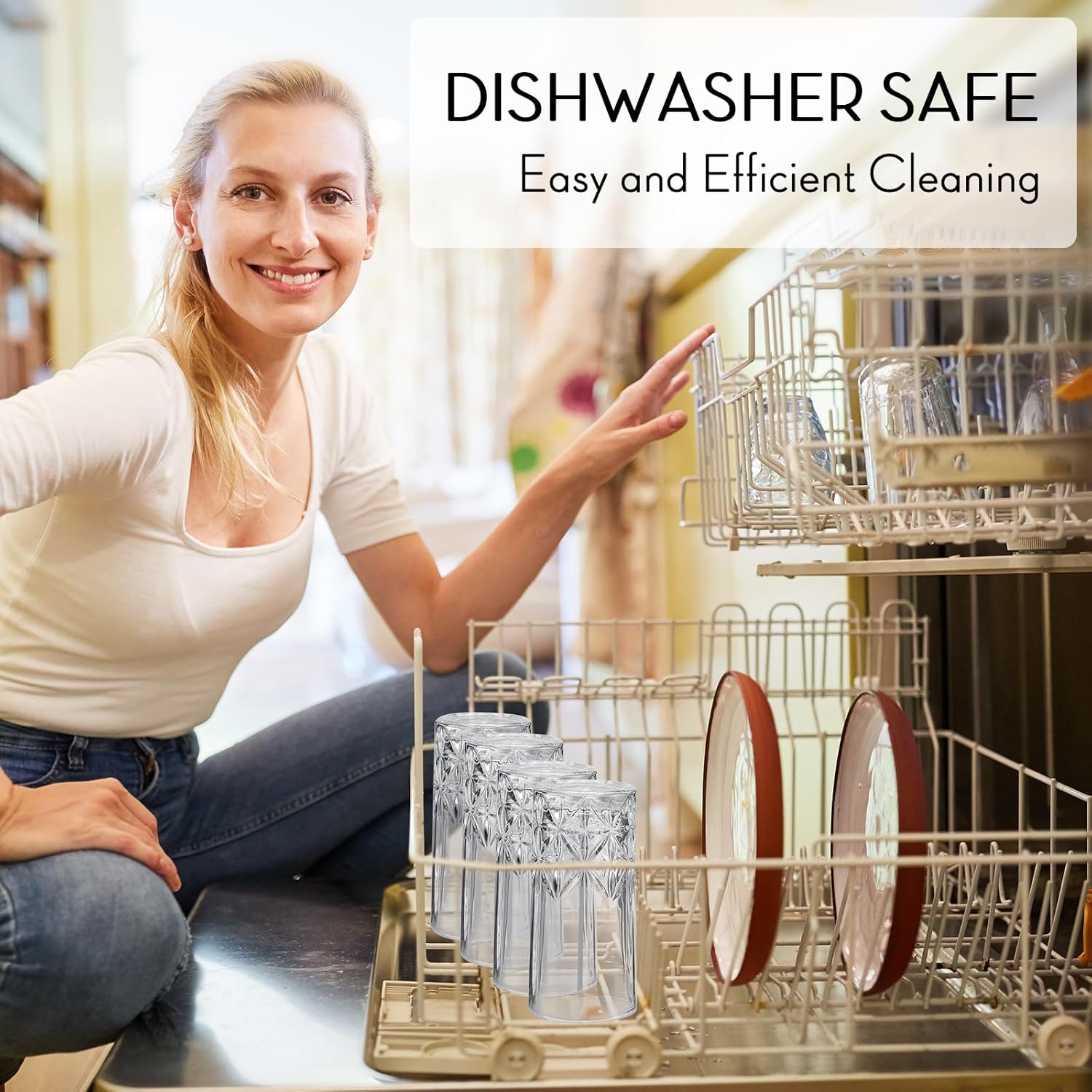 Uiifan Set of 12 Tall Highball Glasses 12 oz Crystal Drinking Glasses Clear Fancy Cups Vintage Textured Designer Glassware for Cocktail Tea Water Beer Soda Beverages, Dishwasher Safe(Stylish Style) - Image 6