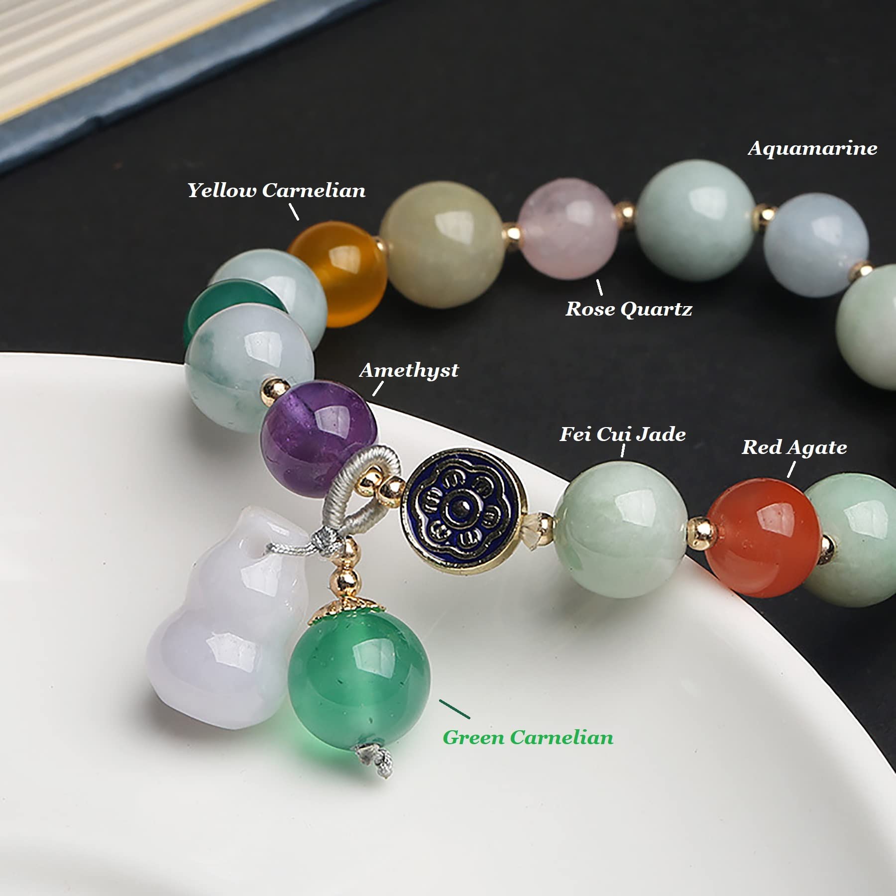 ZenBless Bracelet Feng Shui Naturel Pour Femme Et Homme En Agate Jaspe Calcédoine Véritable Pierres Blanches Naturelles Bracelet De Richesse Avec Pi