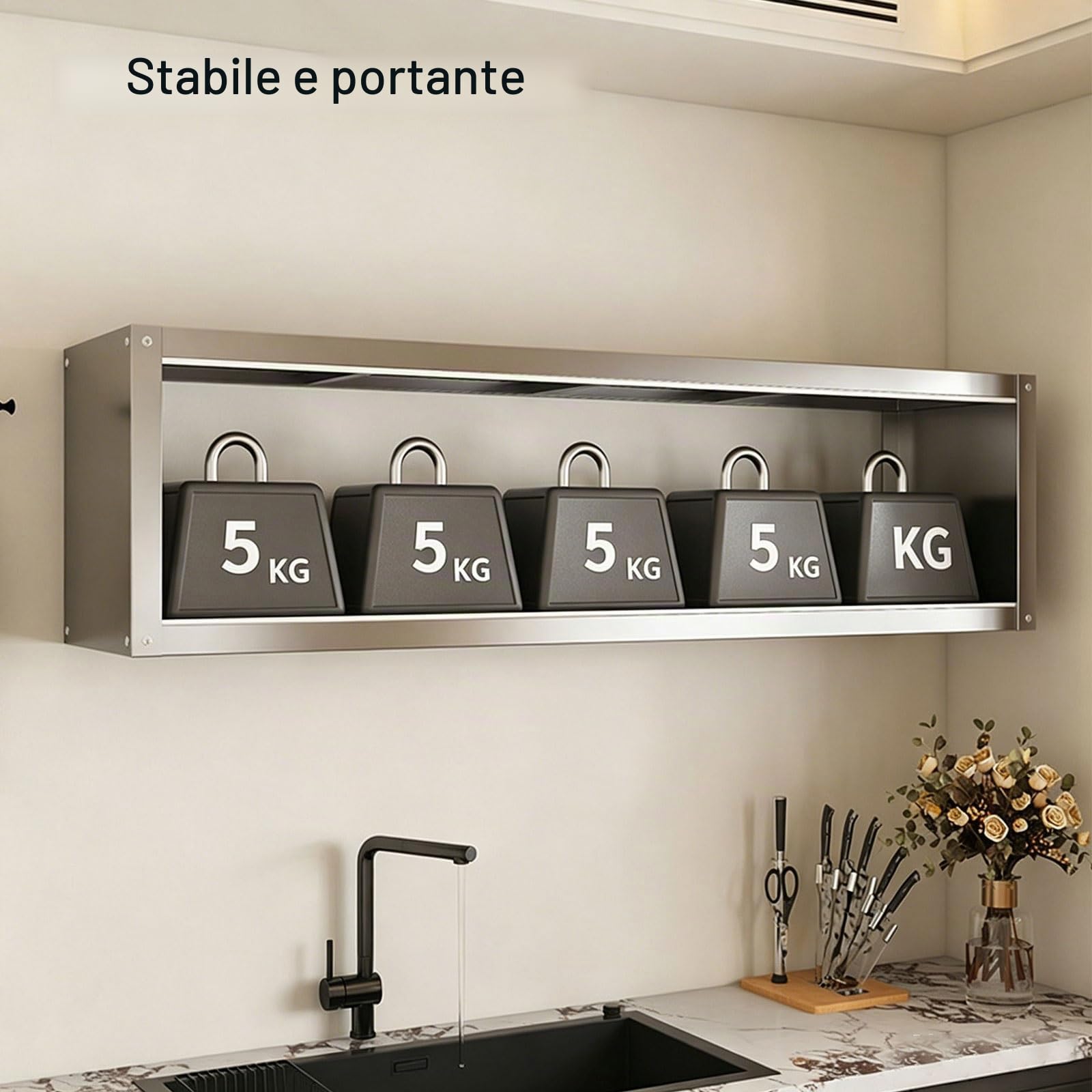 Pensili Cucina Sospesi con Ante Scorrevoli Trasparenti Realizzato