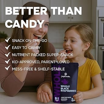 Jungle Powders Whole Black Freeze Dried Raspberries 3.2oz & Organic Wild Bilberry Extract 3.4oz - No Sugar Added Snack & Eye Support Raspberries for Snacking & More + Alcohol-Free Bilberry Extract