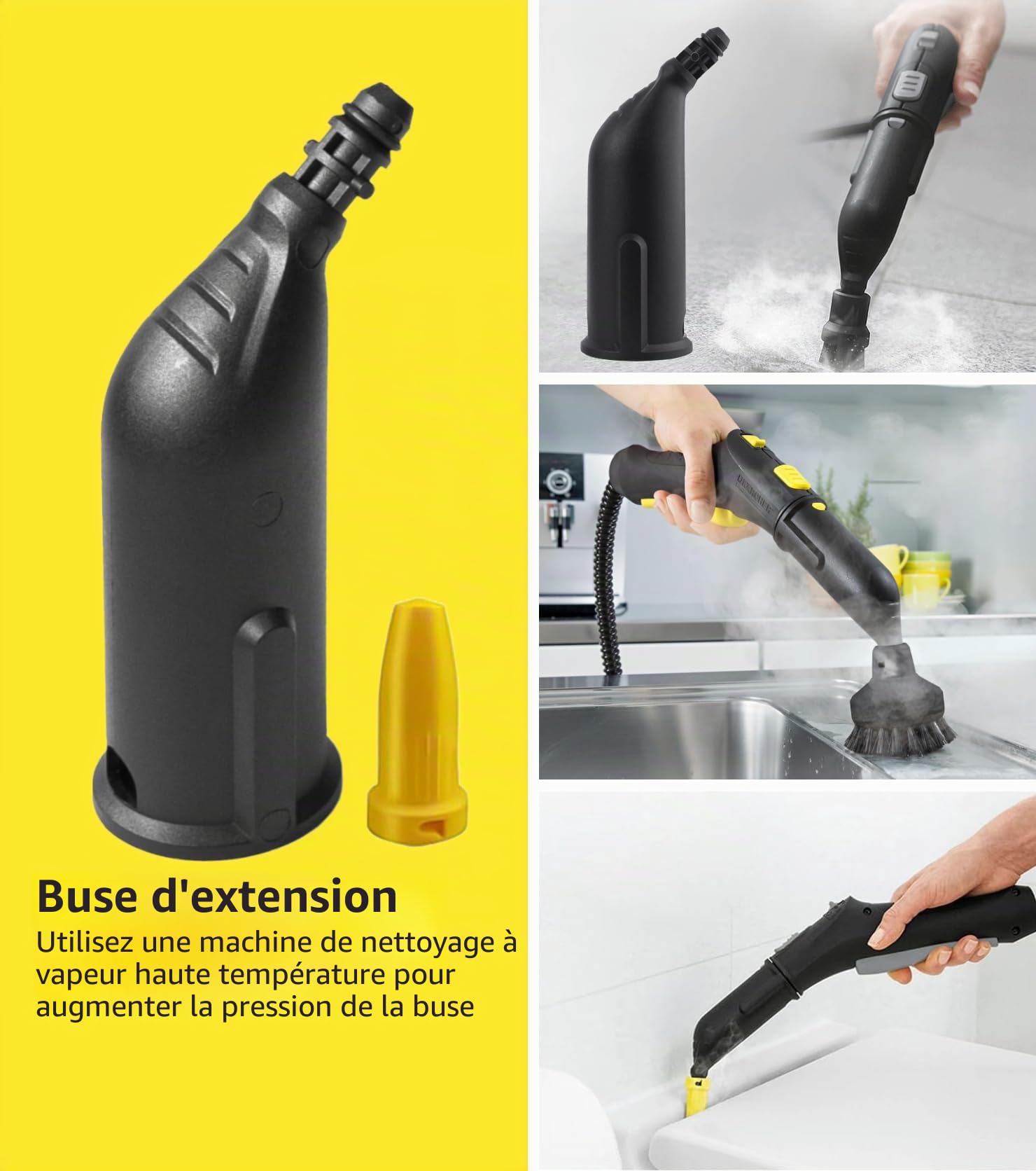 Lot de 14 accessoires pour nettoyeur vapeur Karcher SC1 SC3 SC5 SC4 SC2 Accessoires de rechange pour buse manuelle, avec buse allongée, buse incurvée, brosse ronde, suceur plat