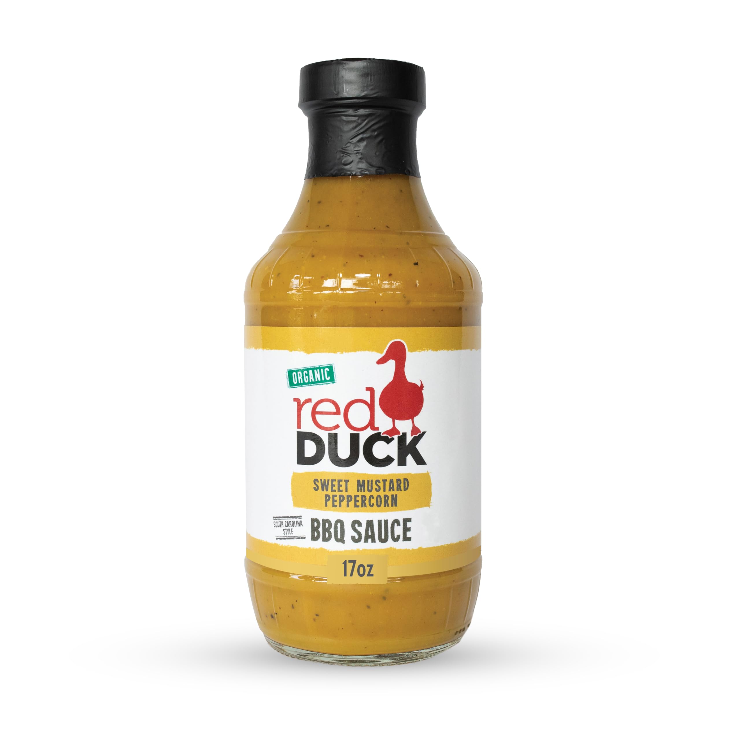 Red Duck Sweet Mustard Peppercorn Organic BBQ Sauce, mustard bbq sauce, 17 ounces