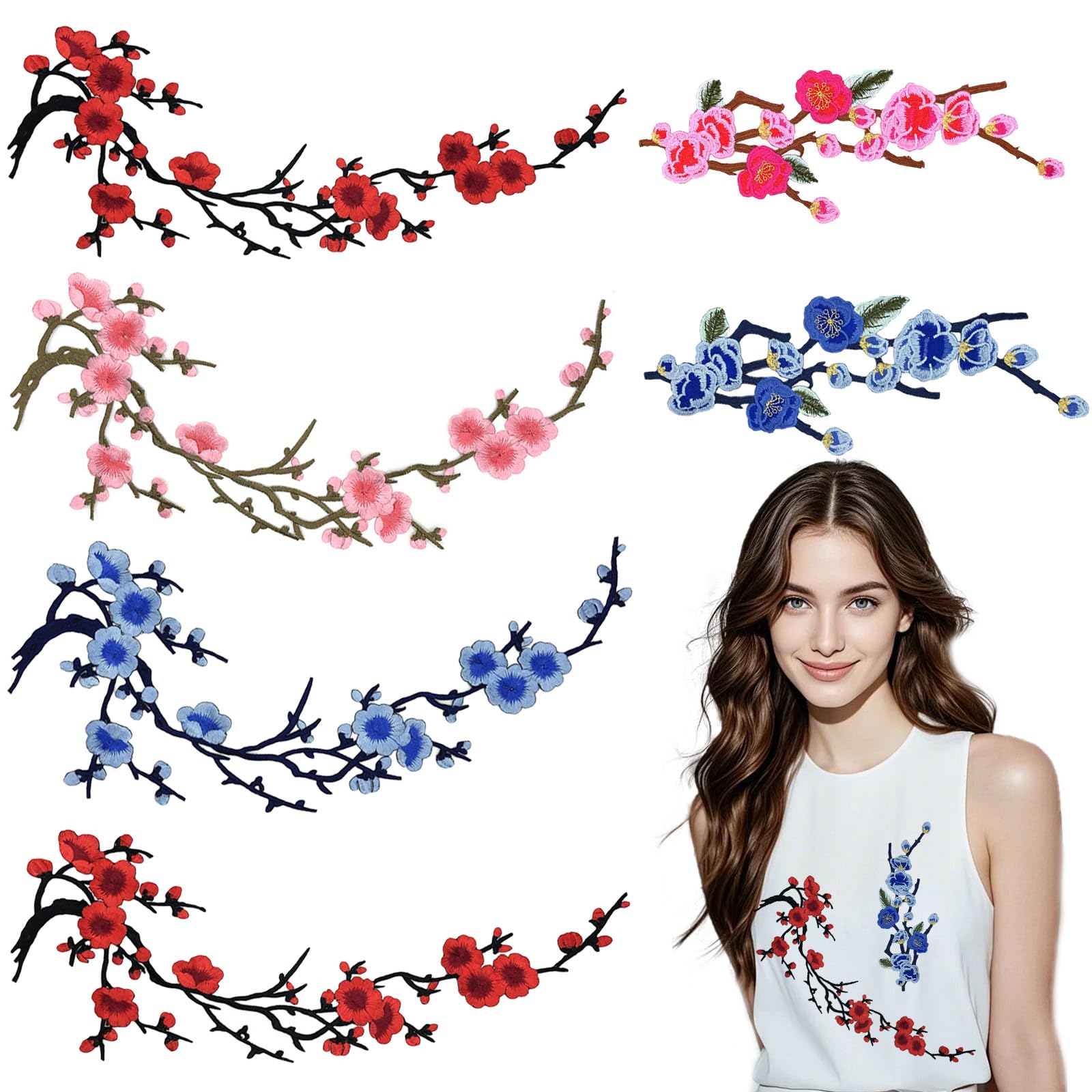7 Colors Plum Blossom Flower Embroidery Applique Patch,dress Applique