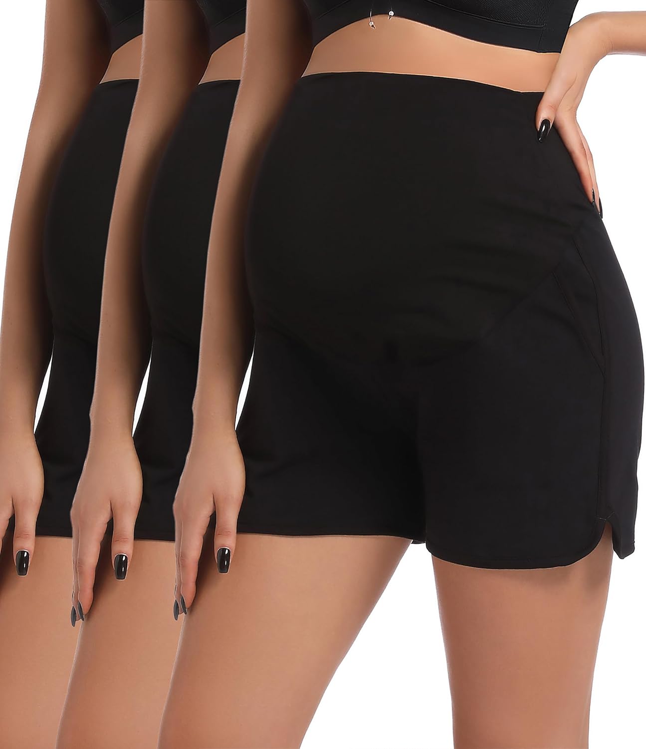 SUIEK 3-Pack Women's Cotton Maternity Shorts Pregnancy Sleepwear Lounge Pajama Shorts