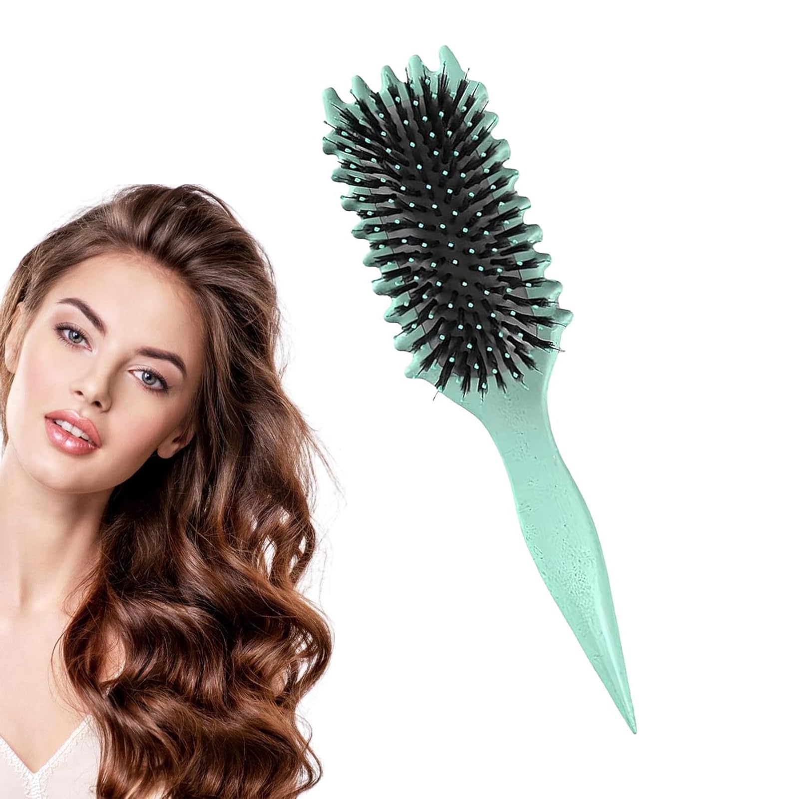 Cepillo para rizos, cepillo de estilo de pelo rizado con bordes y esquinas, para peinar y dar forma a los rizos de hombres y mujeres para reducir el tirón y la separación de rizos (Verde)