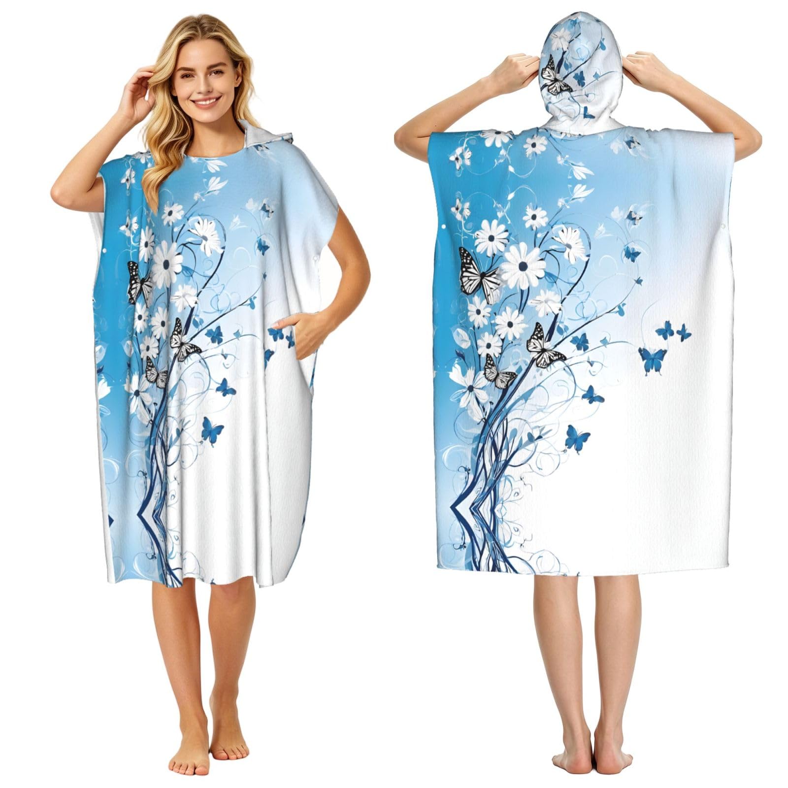 Poncho à capuche imprimé fleurs pour vos journées de plage