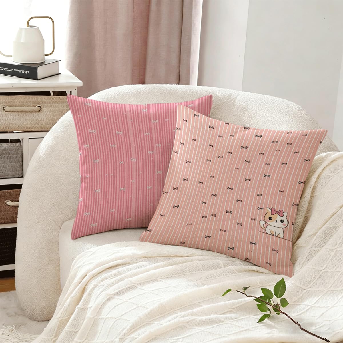 Lot de 2 Housse de Coussin Canape 75x75cm Rose Doubler Design Velours Doux Carrée Decoration Taie Oreiller, Fermeture Éclair Invisible Résistant Durable Lavable, pour Décoration Canape Jardin P-J-3672