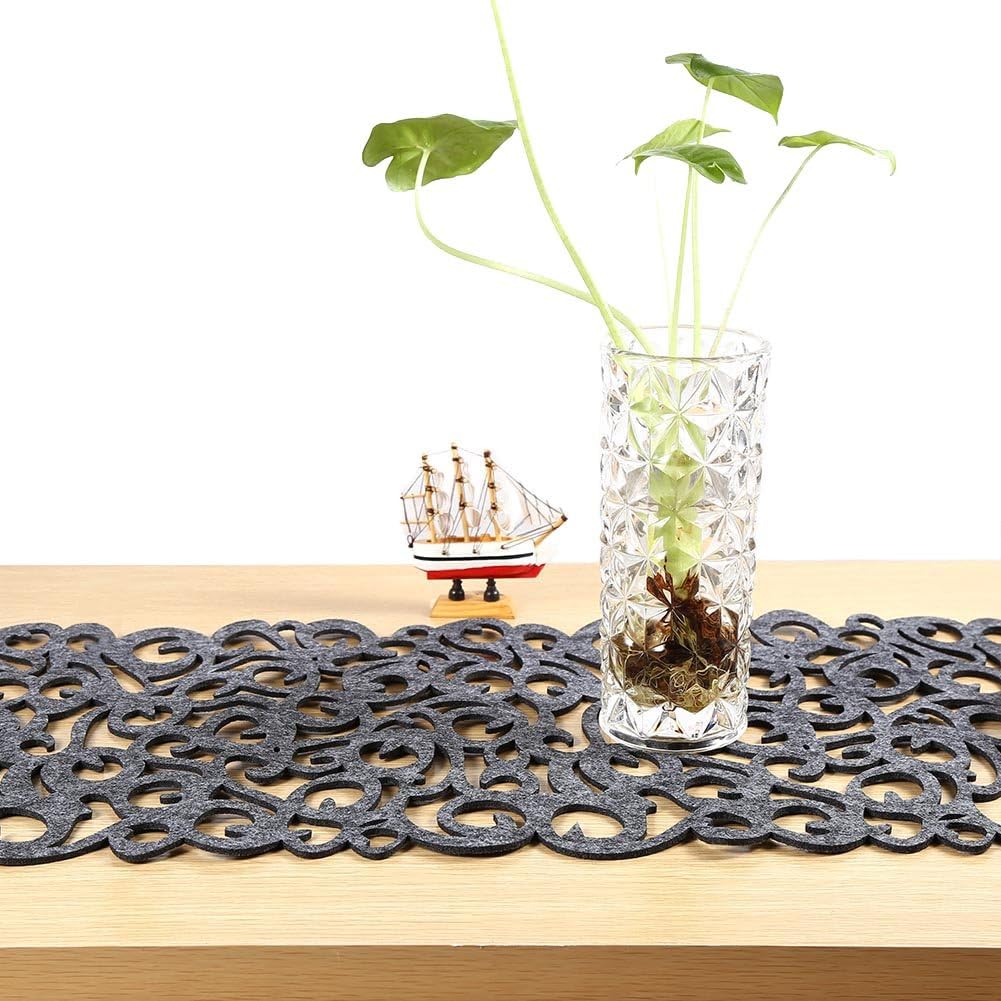 Hollow Flower Table Runner, Washable, for Decorating Your Room 100 x 30 cm dark grey, 102 x 29cm / 40 x 11inch - Image 5