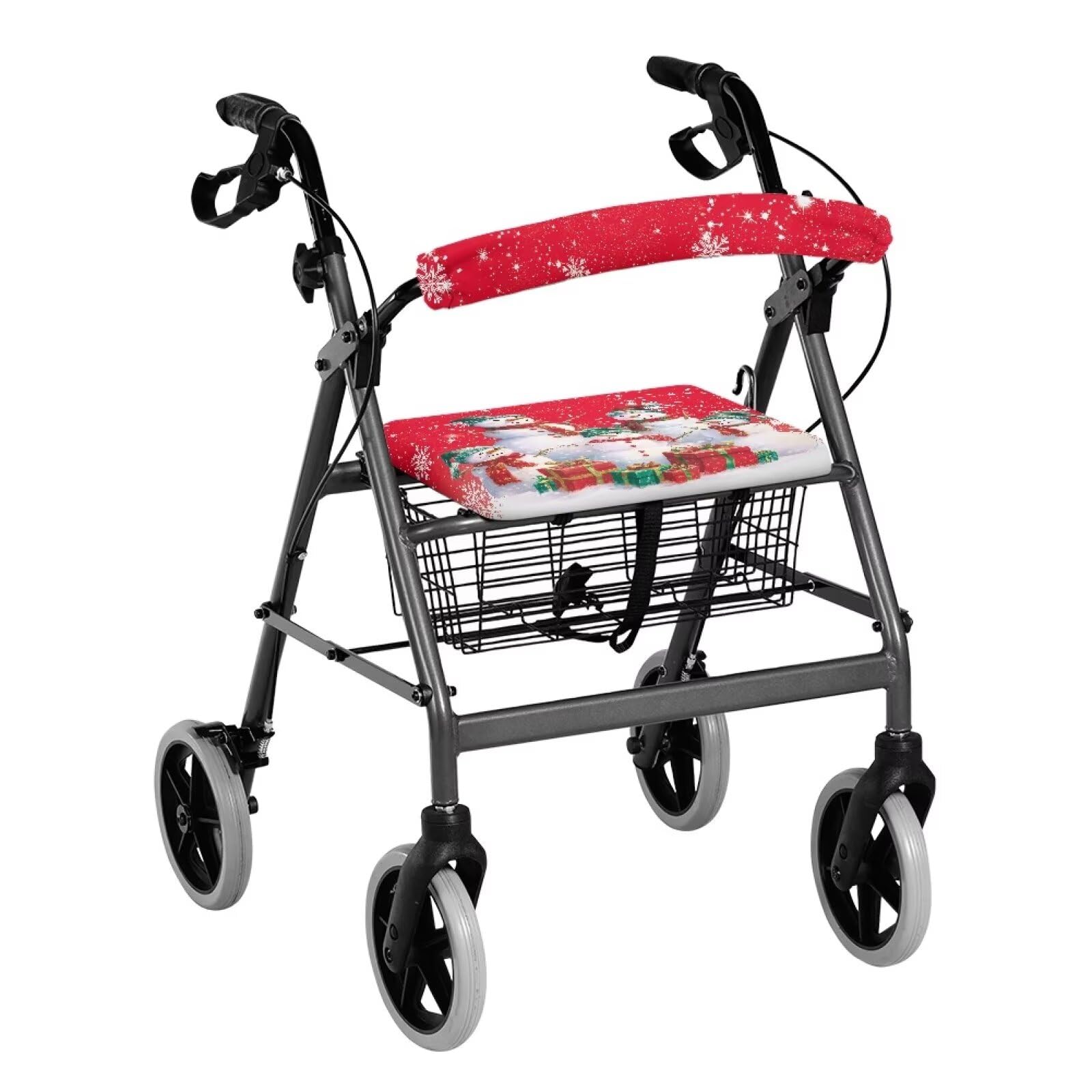 Uorisanigo Seat Cover for Rollator Walkers Cute Snowmen Christmas Decorations Rollator Walker Seat and Backrest Covers Washable Protection Decor Cover Rollator Accessories for Seniors
