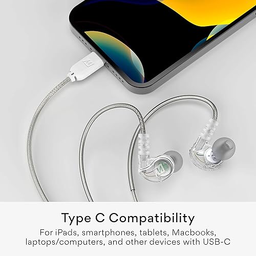 Miniatura 6 de MEE audio M6 Sport USB-C - Auriculares con cable con cable de memoria, auriculares con micrófono y control remoto de 3 botones para iPhone 15, iPad,
