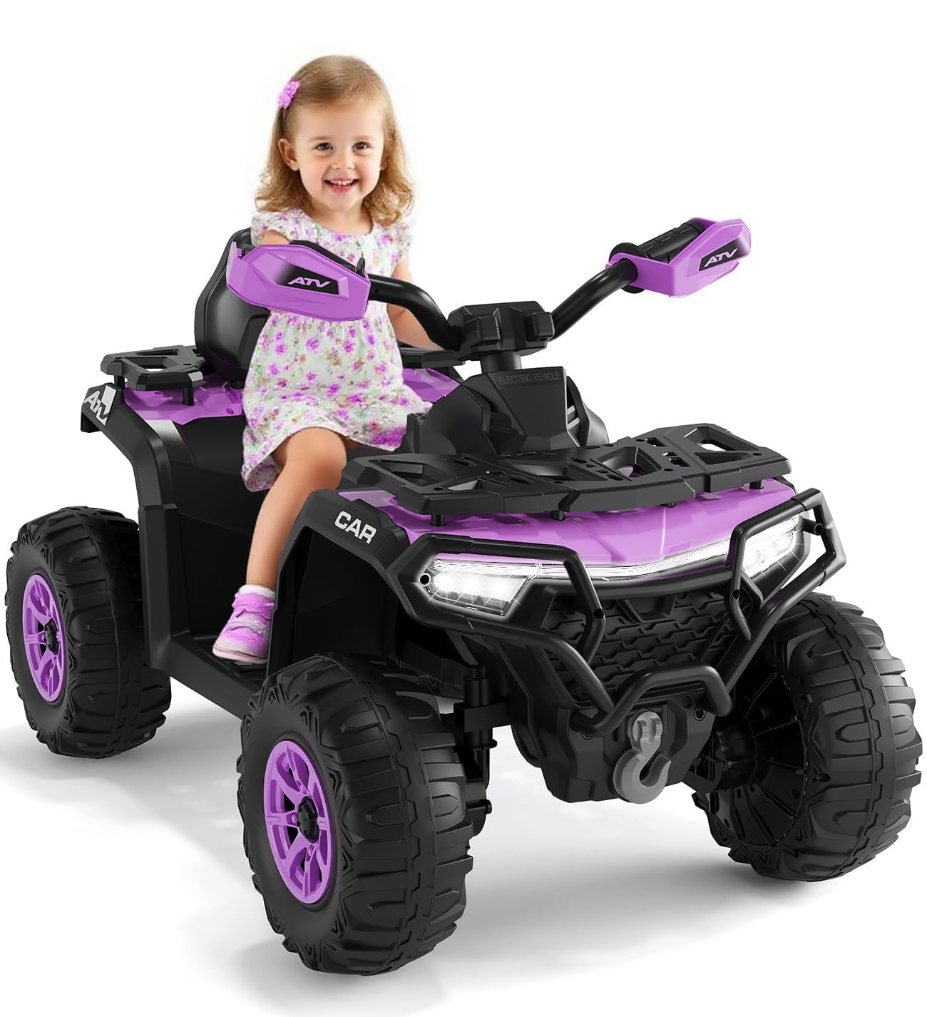 12v Quad elettrico Bambino, Auto elettrica per Bambini con Telecomando Parentale, 2 Motori 35 W, Fari LED, Musica, Bluetooth – Design All-Terreno, per Bambini Di 3 Anni E Più