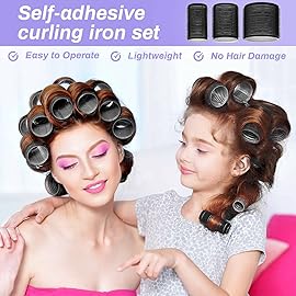 Self Grip Hair Rollers and Curlers Set - 24 Pieces with 3 Sizes (4 Jumbo, 4 Large, 4 Medium) and 12 Clips for Long, Short, Thick, Fine Hair Styling