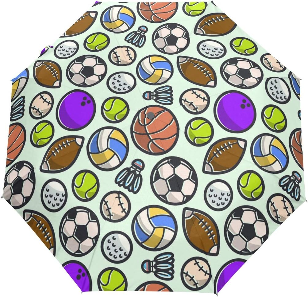 NYTTT Sport Soccer Basketball Automatic Foldable Umbrella UV Protection Auto Open Close Folding Sun Blocking Umbrellas for Travel Women Boys Girls