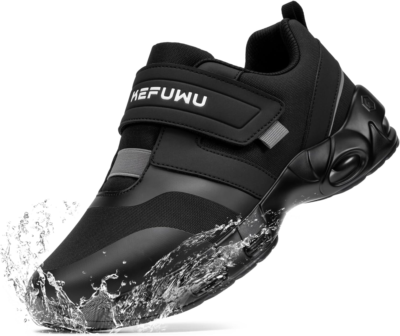 Waterproof Diabetic Shoes for Men Wide Black Slip On Walking Shoes Kitchen Chef Restaurant Swollen Feet Food Service Work