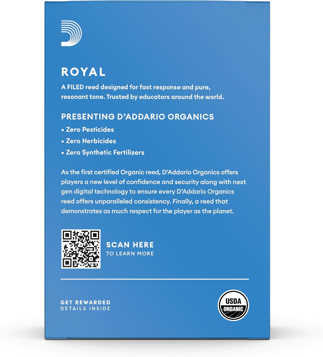D'Addario Organic Royal Eb Clarinet Reeds, Strength 2.5, 10-Pack image 2