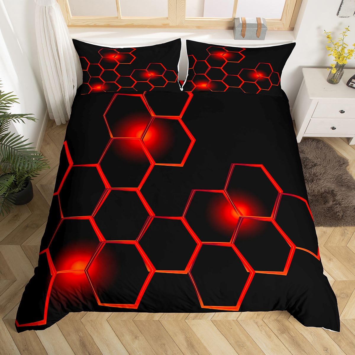 Feelyou Honeycomb Ice Comforter Cover Set Kids Boys Queen