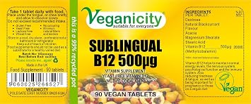 B12 500µg Sublingual (Blackcurrant Flavour) : Vitamin B12 Supplement : 90 Tablets, in a Planet-Friendly 99% Recycled Pot