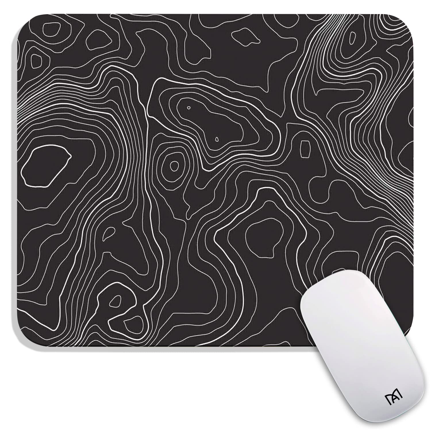Square Mouse Pad Topographic Contour,Personalized Premium-Textured Custom Mouse Mat Design,Washable Mousepad Lycra Cloth,Non-Slip Rubber Base Computer Mouse Pads for Wireless Mouse