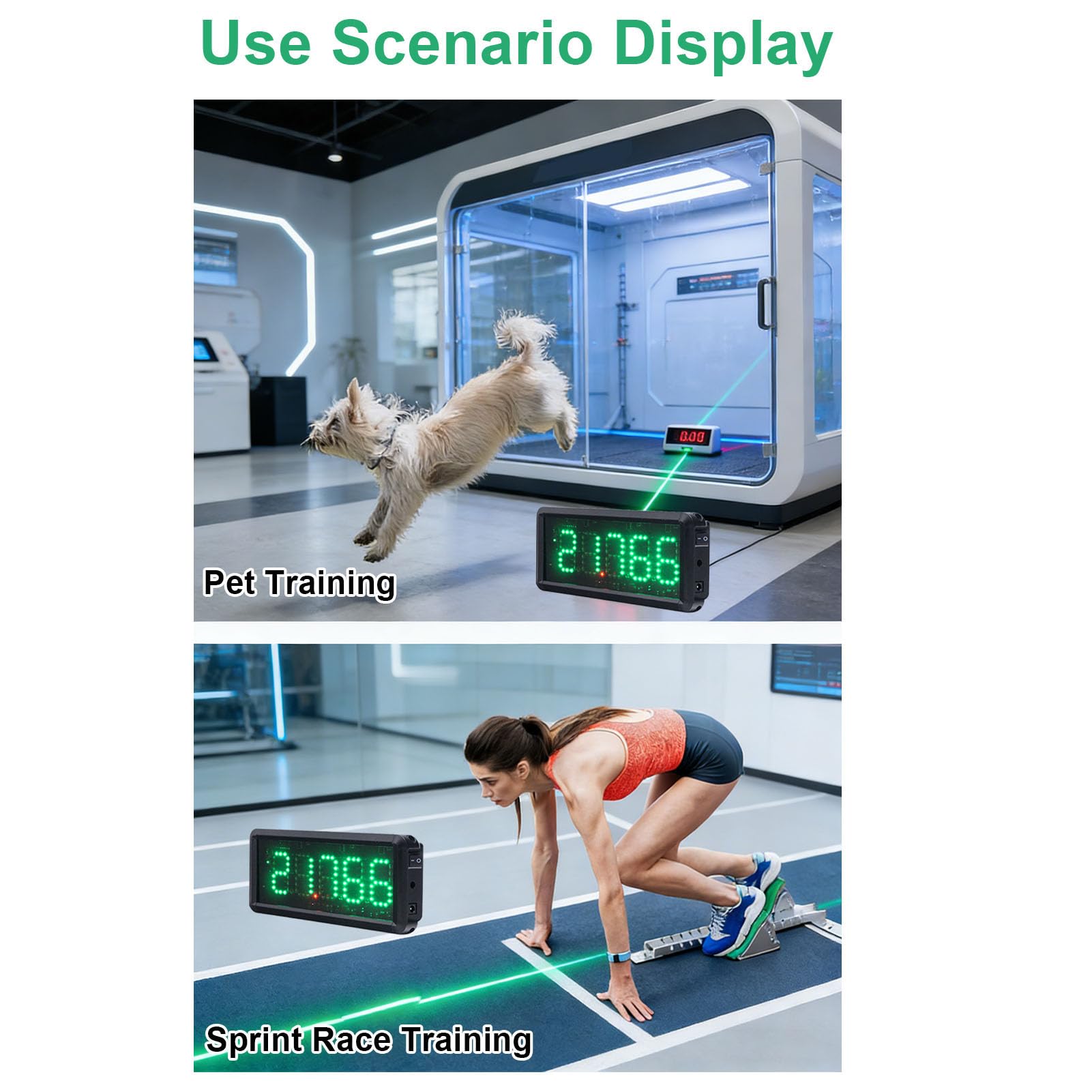 banapoy Minuterie de Sprint Mise à Niveau 2026 pour Piste, Horloge de Course sans Fil Portable et Précise avec écran LED Vert à 5 Chiffres, Chronomètre pour Entraînement de Vitesse, Course de Moto,