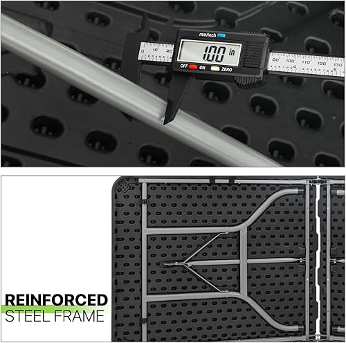 Miniatura 10 de Magshion Mesa plegable de plástico de 6 pies para interiores y exteriores altura ajustable mesa plegable resistente con asa para fiestas patio