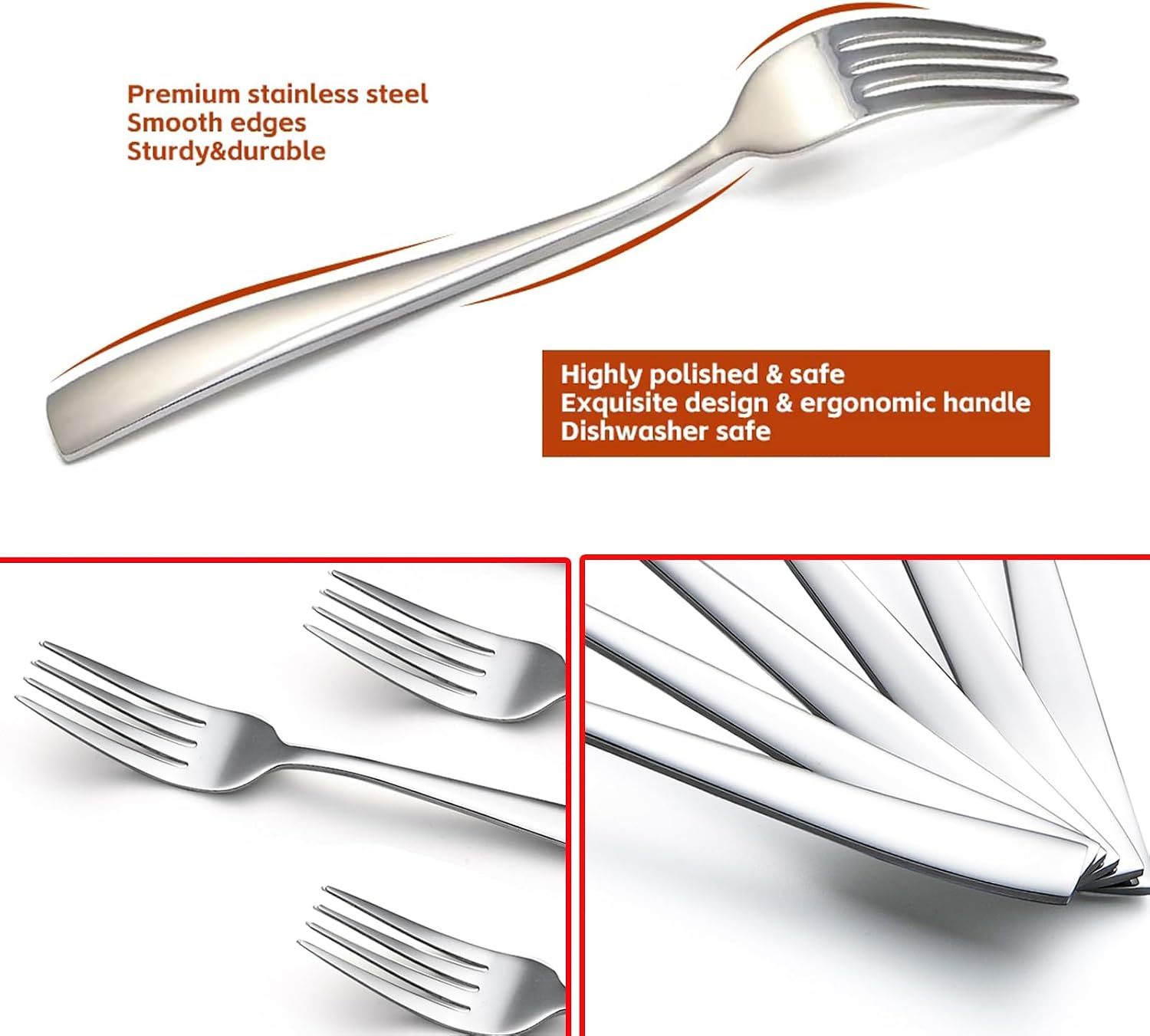 Dinner Forks Set, 8.1 Inch Food Grade Stainless Steel Forks Silverware, 4 Piece Mirror Polished Metal Forks, Dessert Salad Forks, Flatware Fork For Home Kitchen, Restaurant or Hotel