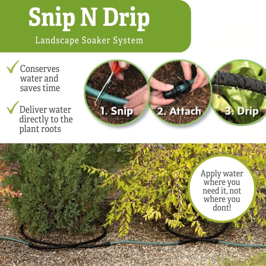 Gardener's Supply Company Landscape Watering Snip-n-Drip Soaker System | Outdoor Watering Sprinklers for Yard Garden Soaker System | Self Watering Planters Drip Sprinkler Set