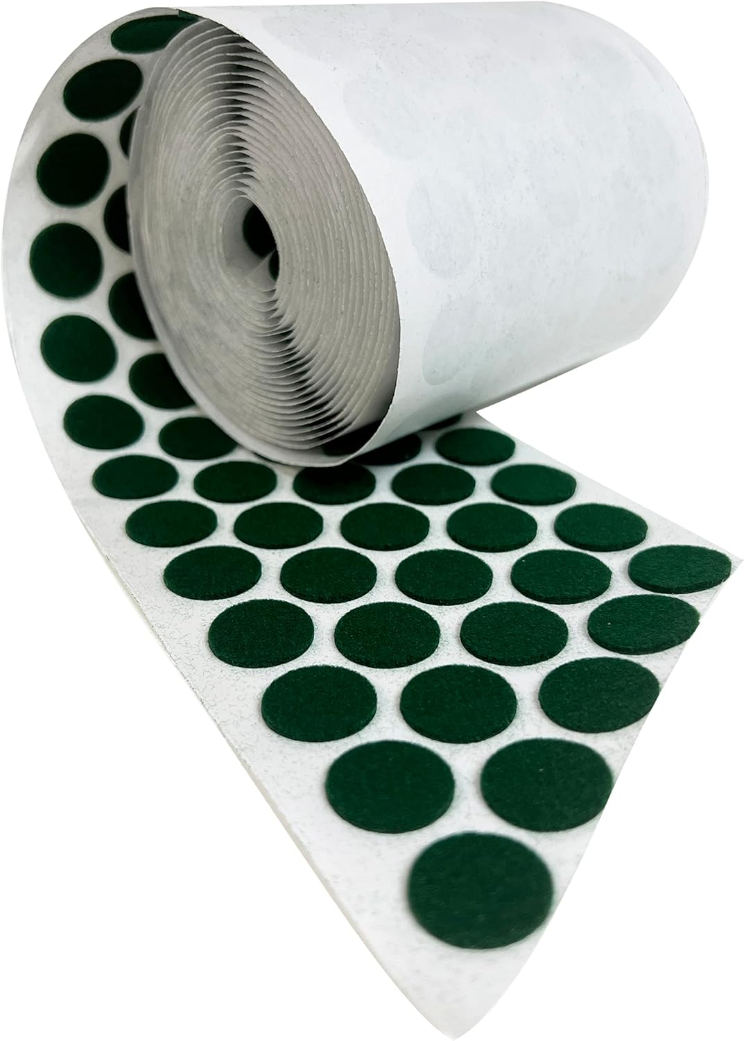 National Artcraft Dark Green 3/4" Felt Pads with Adhesive Back - 1000 Pads/Roll