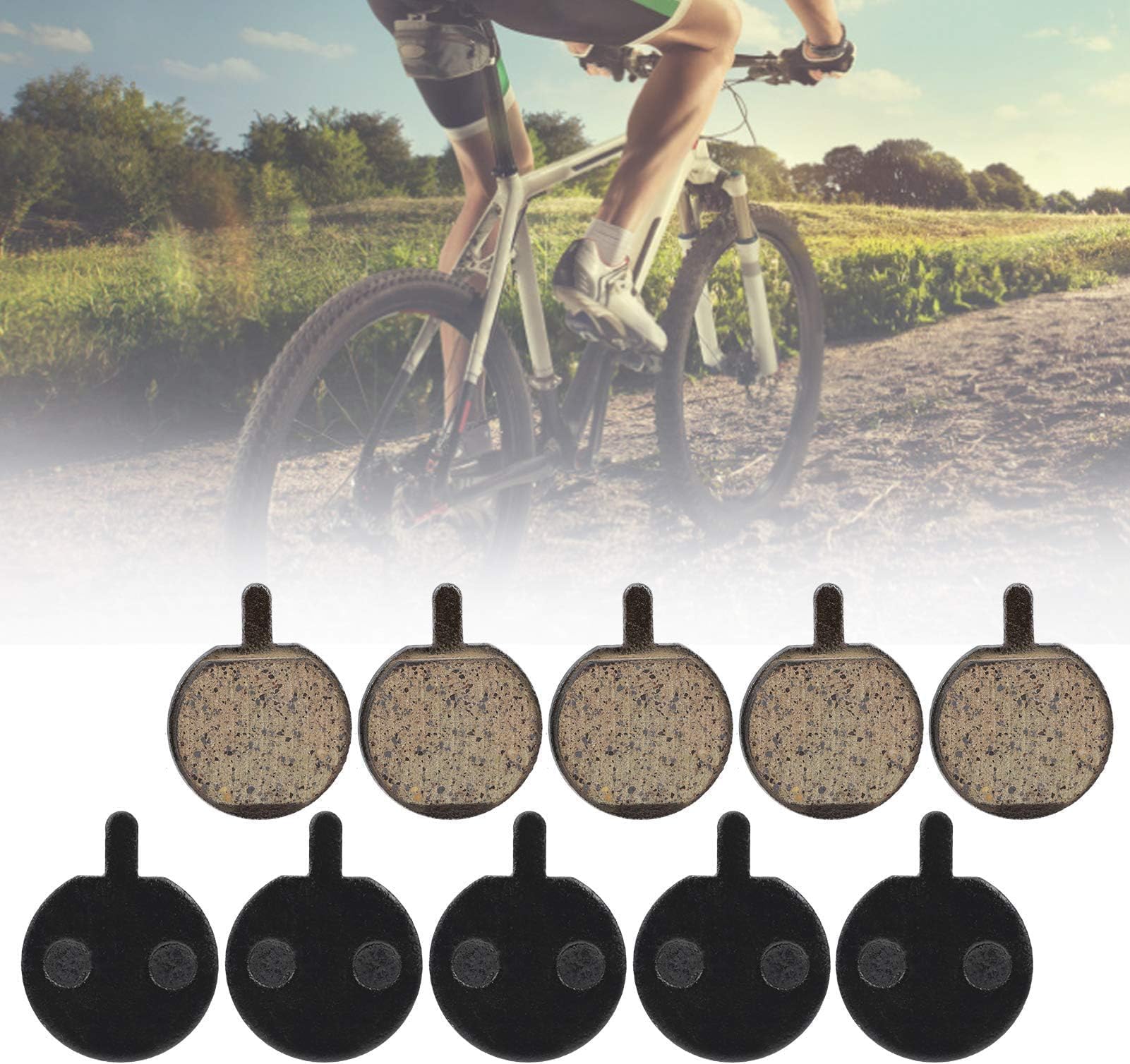 5 Pairs Bicycle Bike Disc Brake Pads, Resin Semi-Metal Low Noise Bike Brake Pads Compatible with JAK-5, BBB7, TONGLI, BOLI, BB2 Trinidad, Permanent and Partial Pull Electric Driving Brake Pads
