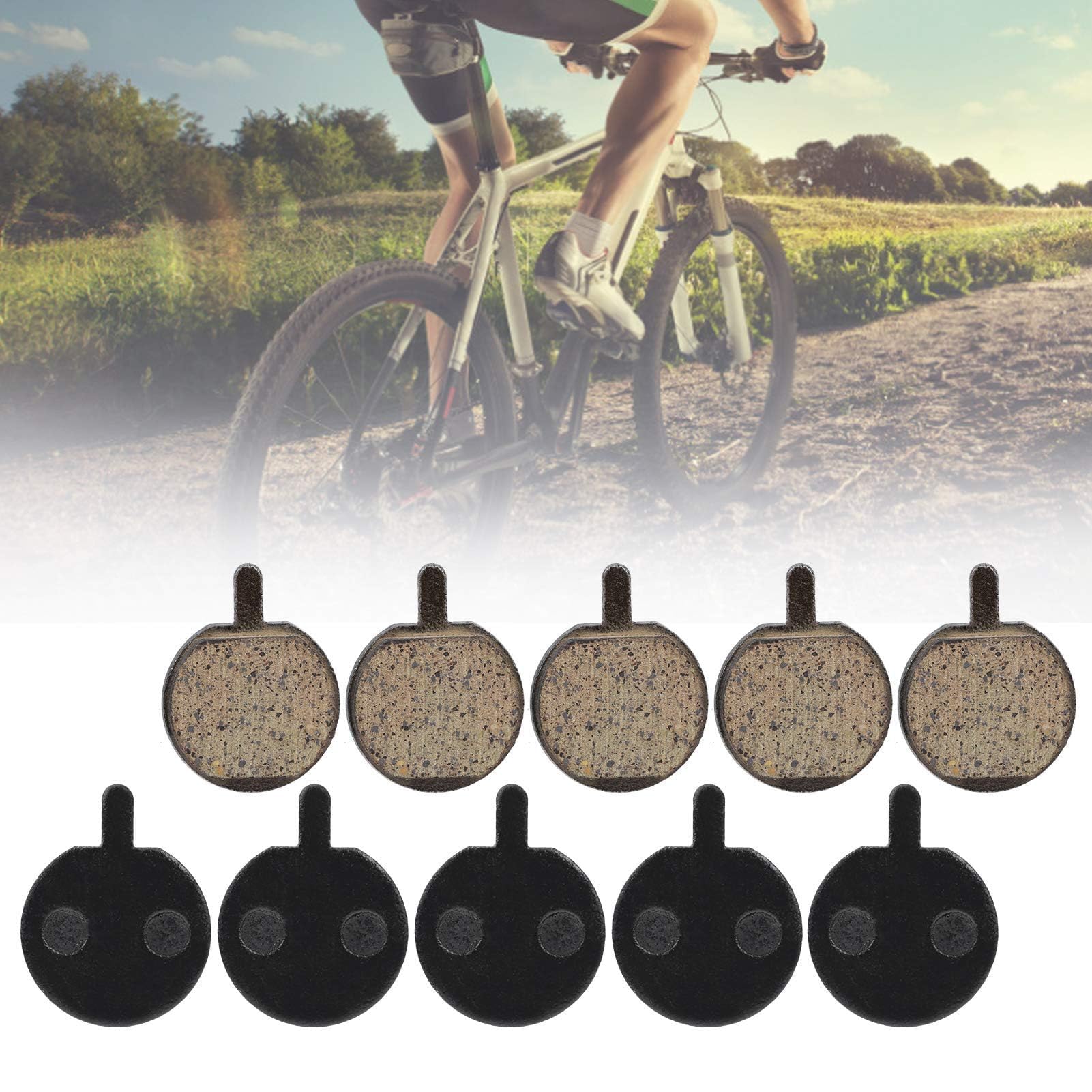 5 Pairs Bike Disc Brake Pad, Round Electric Scooter Braking Pad Semi Metal Bike Bicycle for Bicycle Mountain Bike, Low Noise Wear Resistance Mute Cycling Replacement Parts